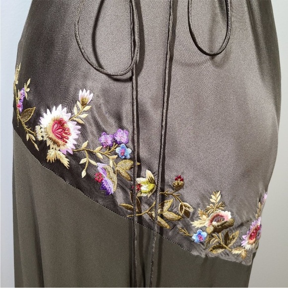 Vintage 100% Silk Embroidered Backless Beaded Dress Vintage Beaded Dress Fairy - Picture 7 of 16